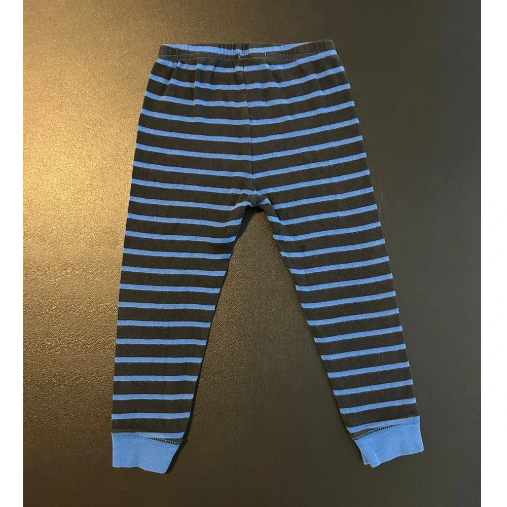 Blue and Black Striped Pajama Pants Ribbed Cuff Sleep Bottoms Kids Size 2T 1506